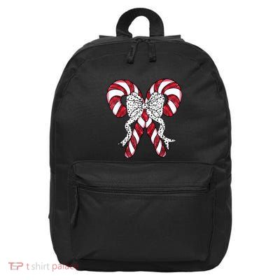 Retro Coquette Bow Candy Cane Christmas Season 16 in Basic Backpack