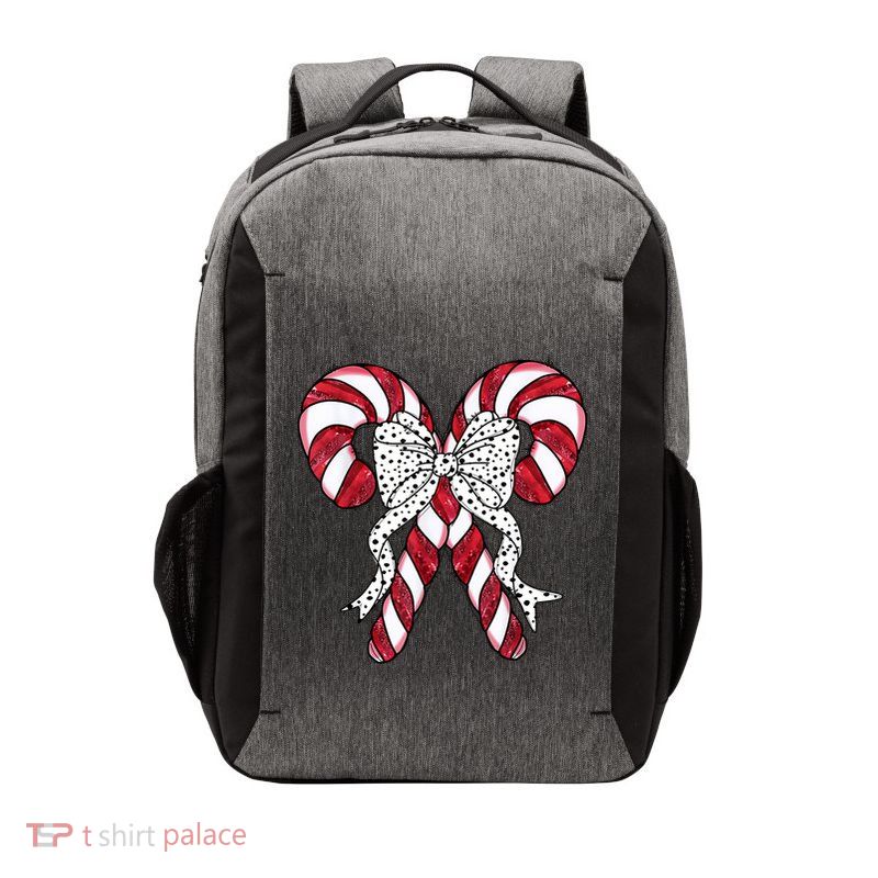 Retro Coquette Bow Candy Cane Christmas Season Vector Backpack
