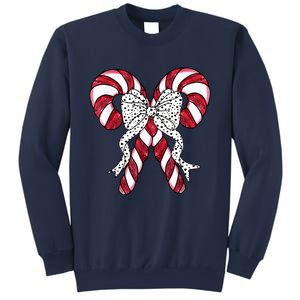 Retro Coquette Bow Candy Cane Christmas Season Sweatshirt