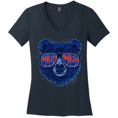 Retro Cubs Baseball Sports Fan Women's V-Neck T-Shirt