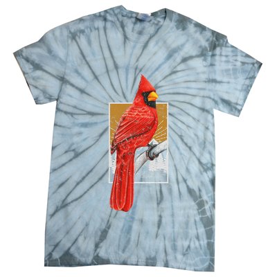 Red Cardinal Bird Watcher Bird Watching Vintage Nature Bird Tie-Dye T-Shirt