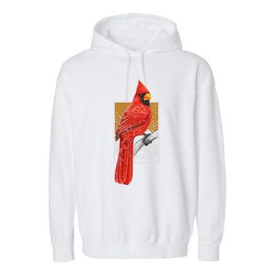 Red Cardinal Bird Watcher Bird Watching Vintage Nature Bird Garment-Dyed Fleece Hoodie