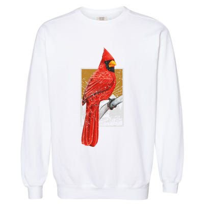 Red Cardinal Bird Watcher Bird Watching Vintage Nature Bird Garment-Dyed Sweatshirt