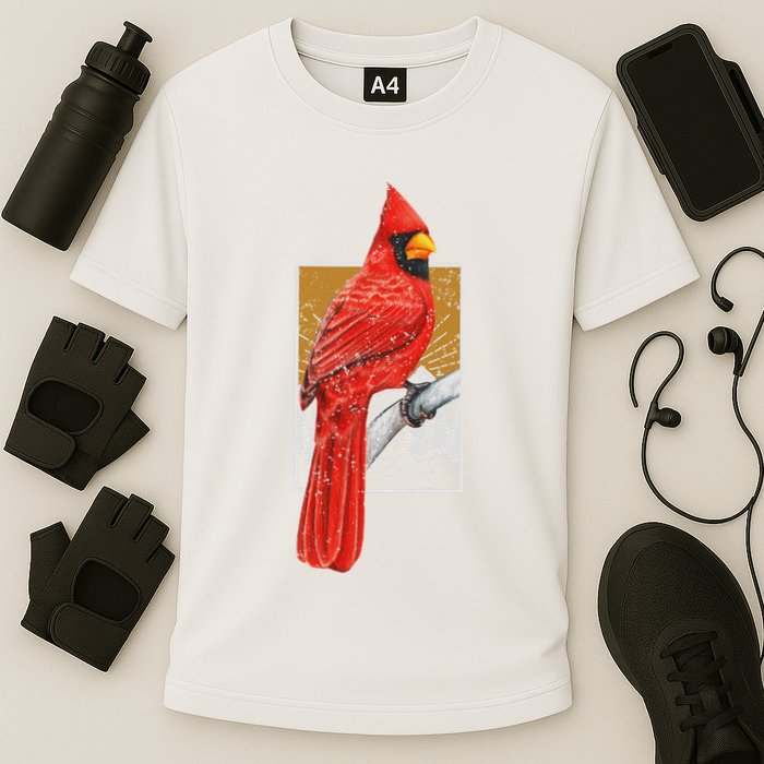 Red Cardinal Bird Watcher Bird Watching Vintage Nature Bird Performance Shirt