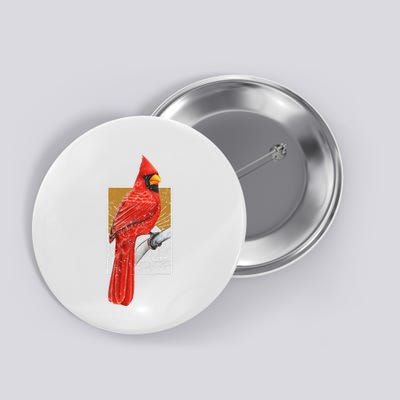 Red Cardinal Bird Watcher Bird Watching Vintage Nature Bird Button