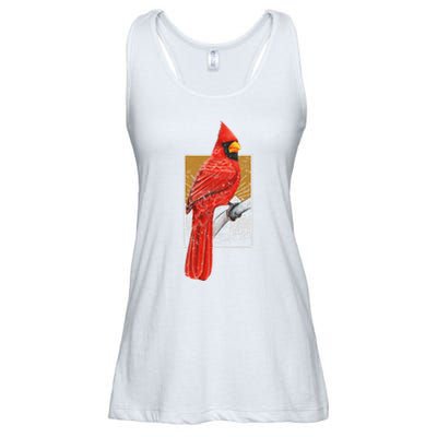 Red Cardinal Bird Watcher Bird Watching Vintage Nature Bird Ladies Essential Flowy Tank