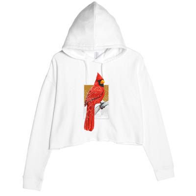 Red Cardinal Bird Watcher Bird Watching Vintage Nature Bird Crop Fleece Hoodie