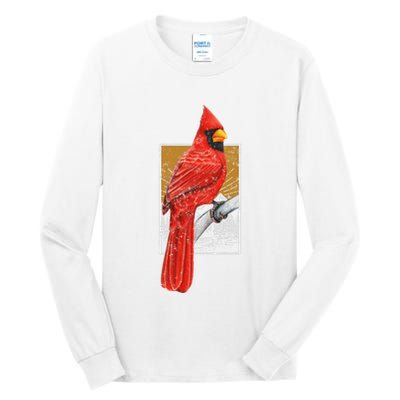 Red Cardinal Bird Watcher Bird Watching Vintage Nature Bird Tall Long Sleeve T-Shirt