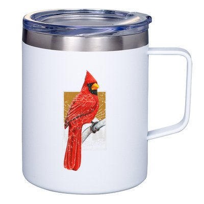 Red Cardinal Bird Watcher Bird Watching Vintage Nature Bird 12oz Stainless Steel Coffee Mug