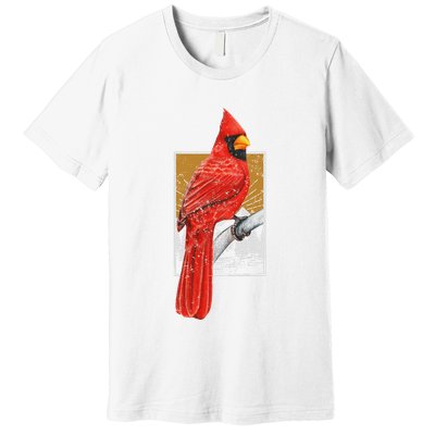 Red Cardinal Bird Watcher Bird Watching Vintage Nature Bird Premium T-Shirt