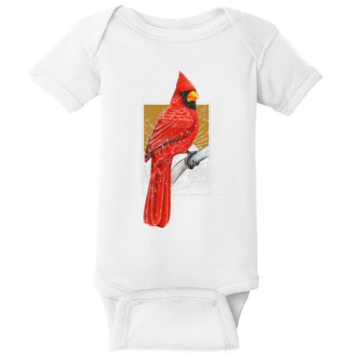 Red Cardinal Bird Watcher Bird Watching Vintage Nature Bird Baby Bodysuit