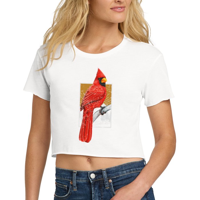 Red Cardinal Bird Watcher Bird Watching Vintage Nature Bird Crop Top
