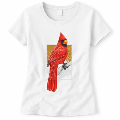 Red Cardinal Bird Watcher Bird Watching Vintage Nature Bird Womens T-Shirt