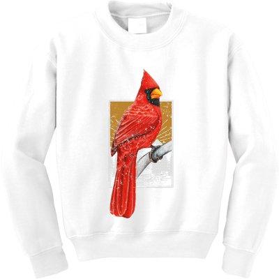 Red Cardinal Bird Watcher Bird Watching Vintage Nature Bird Kids Sweatshirt