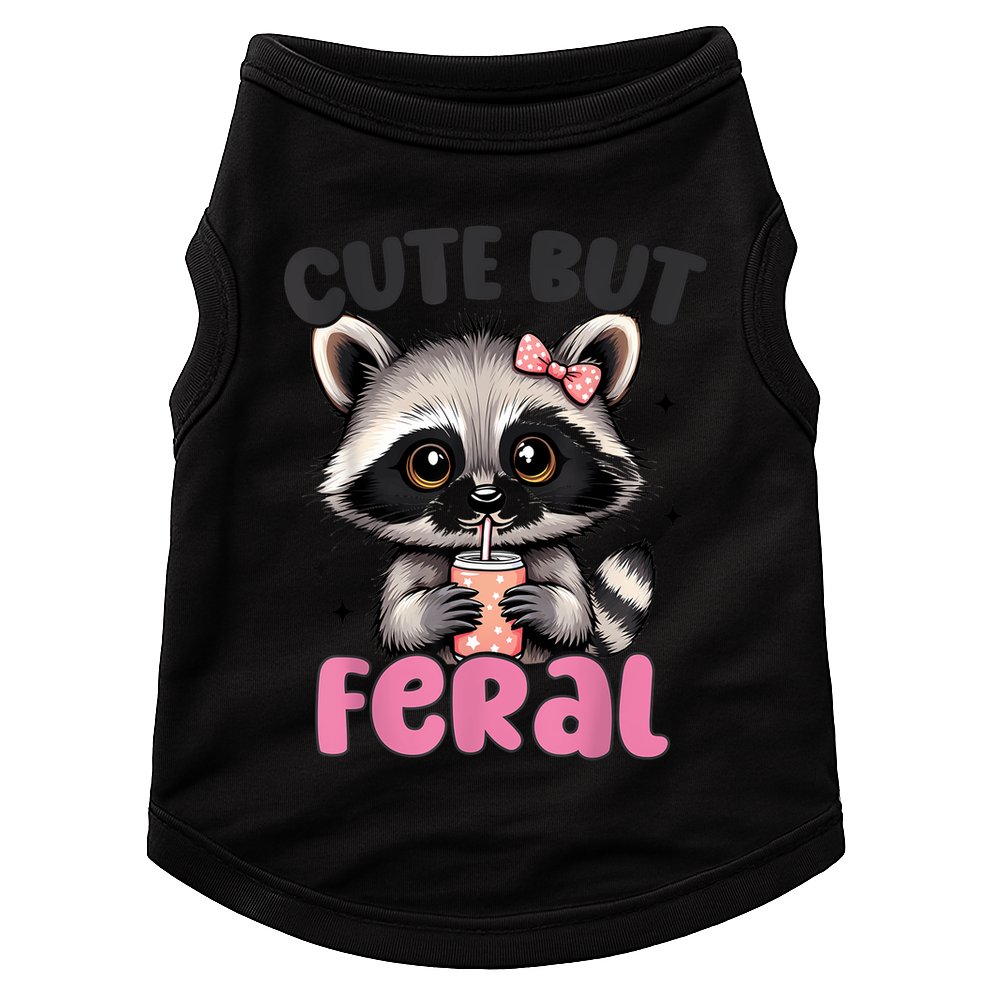 Raccoon Cute But Feral Girl Funny Raccoon Lover Doggie Tank