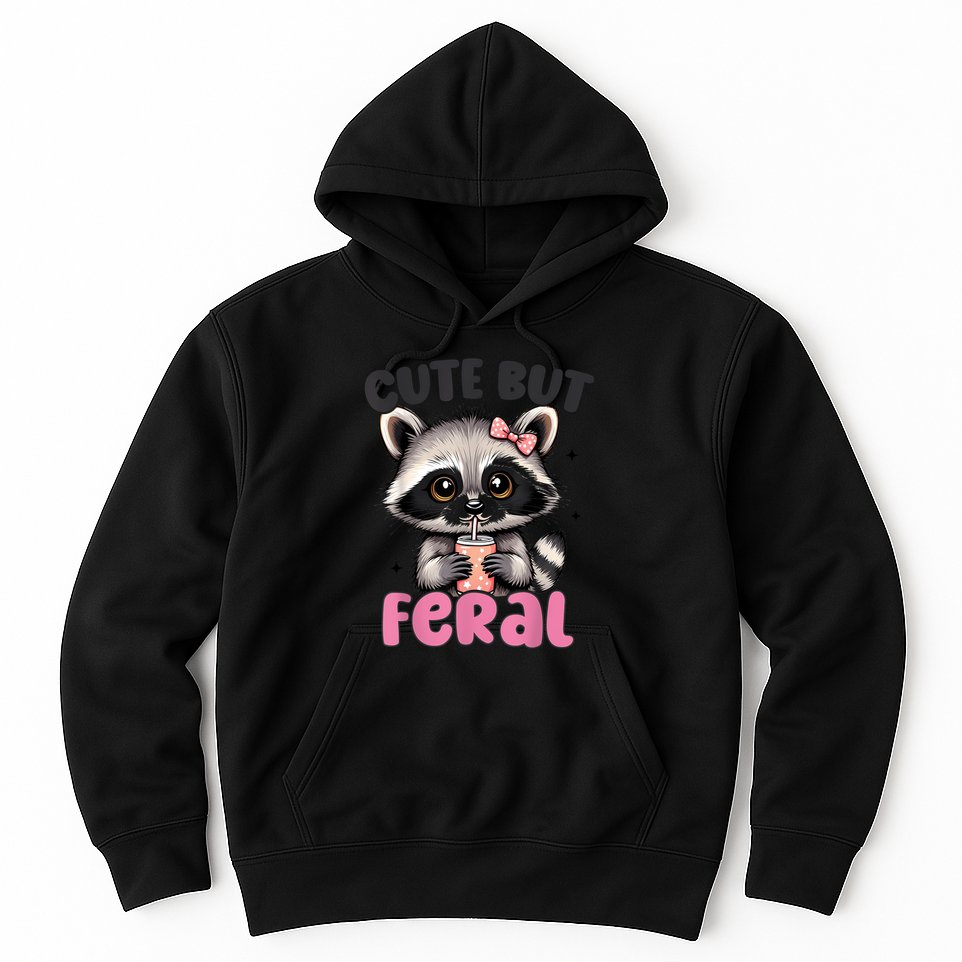 Raccoon Cute But Feral Girl Funny Raccoon Lover Hoodie