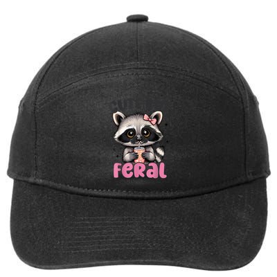 Raccoon Cute But Feral Girl Funny Raccoon Lover 7-Panel Snapback Hat