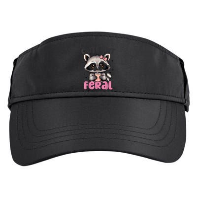 Raccoon Cute But Feral Girl Funny Raccoon Lover Adult Drive Performance Visor