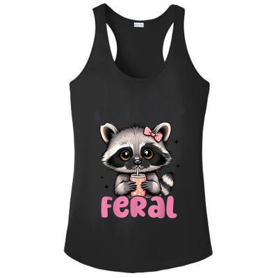 Raccoon Cute But Feral Girl Funny Raccoon Lover Ladies PosiCharge Competitor Racerback Tank
