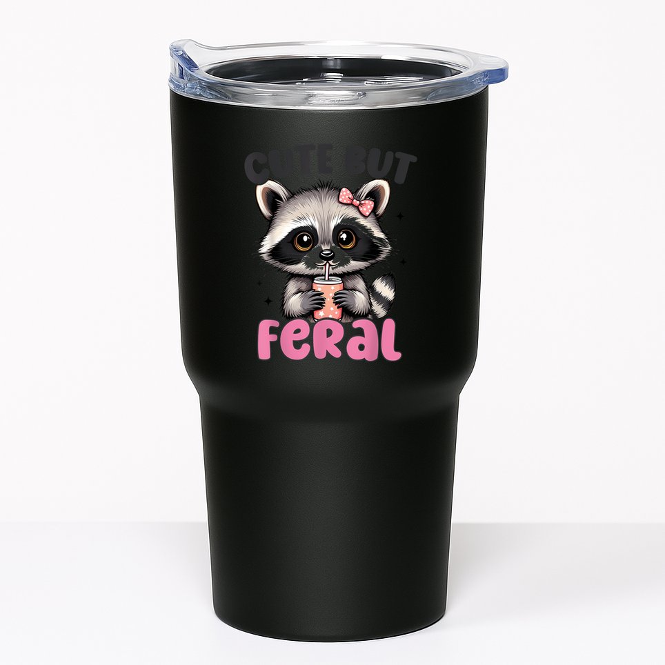 Raccoon Cute But Feral Girl Funny Raccoon Lover Tumbler