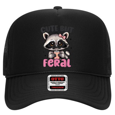 Raccoon Cute But Feral Girl Funny Raccoon Lover Trucker Hat