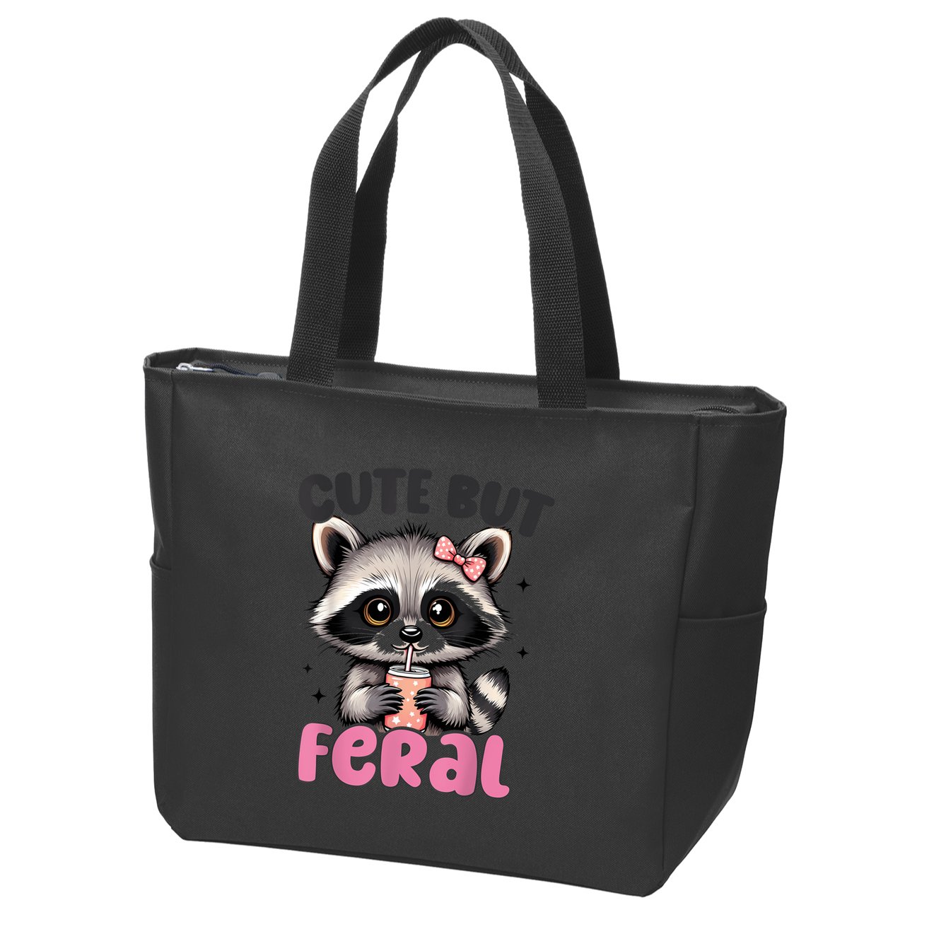 Raccoon Cute But Feral Girl Funny Raccoon Lover Zip Tote Bag