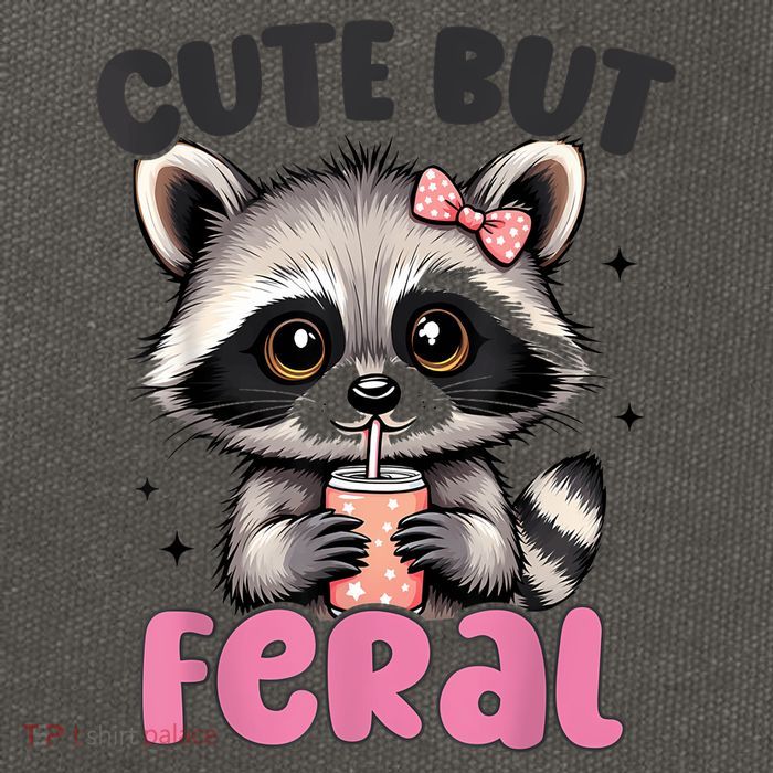 Raccoon Cute But Feral Girl Funny Raccoon Lover Cotton Canvas Backpack