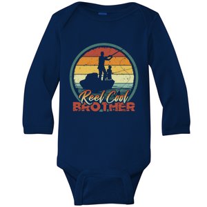 Reel Cool Brother Gift Retro Fishing Family Gift Baby Long Sleeve Bodysuit