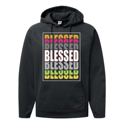 Retro Colored Blessed Mashup Performance Fleece Hoodie