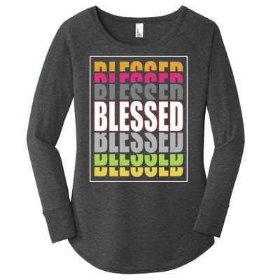 Retro Colored Blessed Mashup Women's Perfect Tri Tunic Long Sleeve Shirt