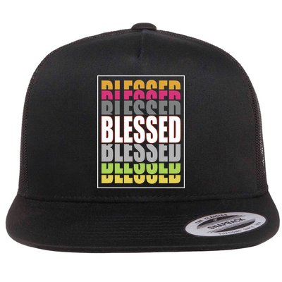 Retro Colored Blessed Mashup Flatbill Hat