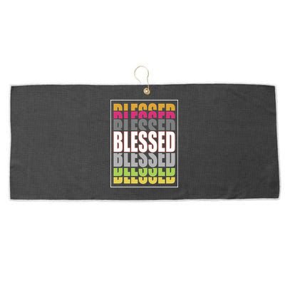 Retro Colored Blessed Mashup Large Microfiber Waffle Golf Towel