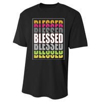 Retro Colored Blessed Mashup Performance Sprint T-Shirt