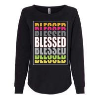 Retro Colored Blessed Mashup Womens California Wash Sweatshirt