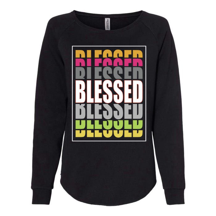 Retro Colored Blessed Mashup Womens California Wash Sweatshirt