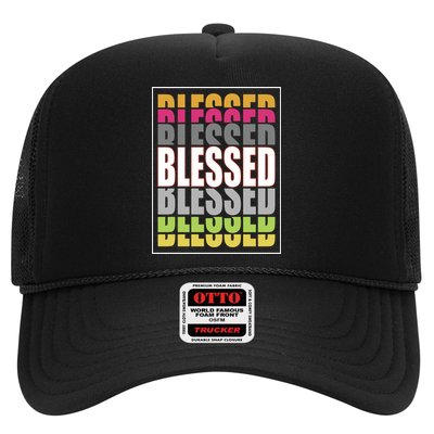Retro Colored Blessed Mashup Trucker Hat
