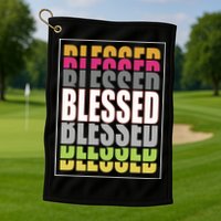 Retro Colored Blessed Mashup Golf Towel