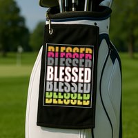 Retro Colored Blessed Mashup Golf Towel
