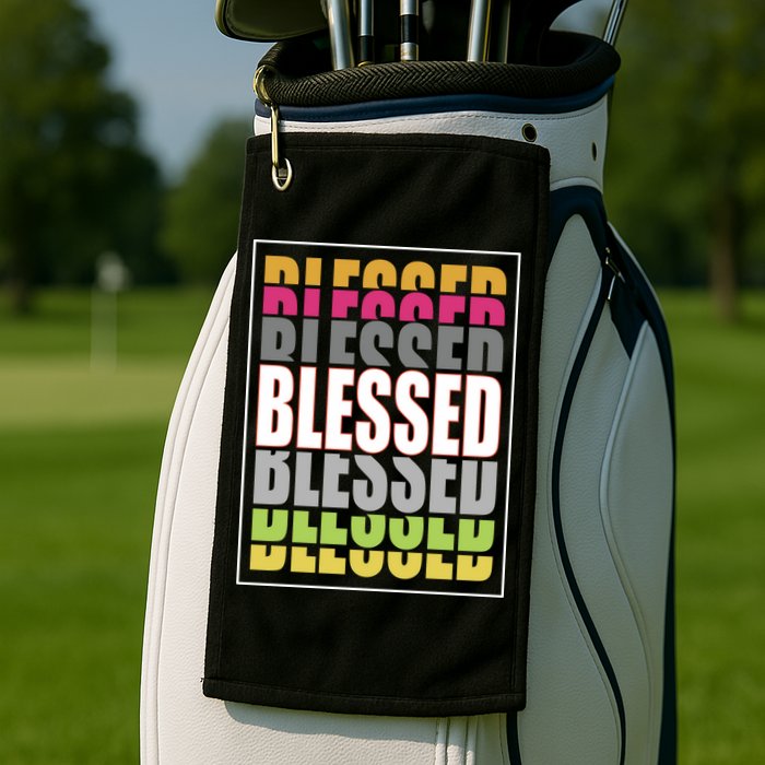 Retro Colored Blessed Mashup Golf Towel
