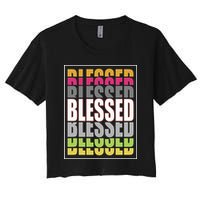 Retro Colored Blessed Mashup Women's Crop Top Tee