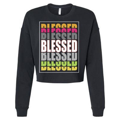 Retro Colored Blessed Mashup Cropped Pullover Crew