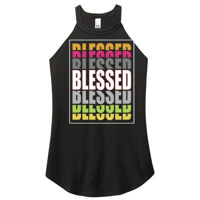 Retro Colored Blessed Mashup Women’s Perfect Tri Rocker Tank