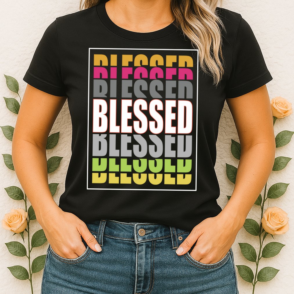 Retro Colored Blessed Mashup Womens T-Shirt