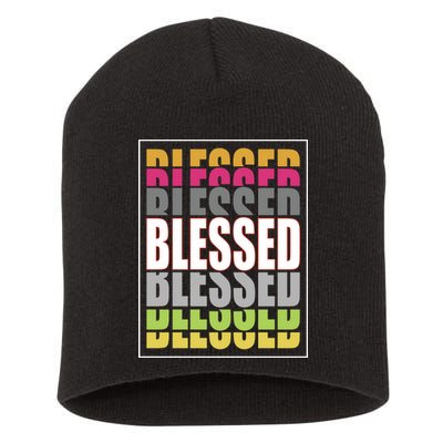 Retro Colored Blessed Mashup Short Acrylic Beanie