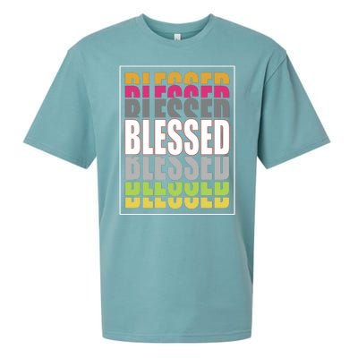 Retro Colored Blessed Mashup Sueded Cloud Jersey T-Shirt