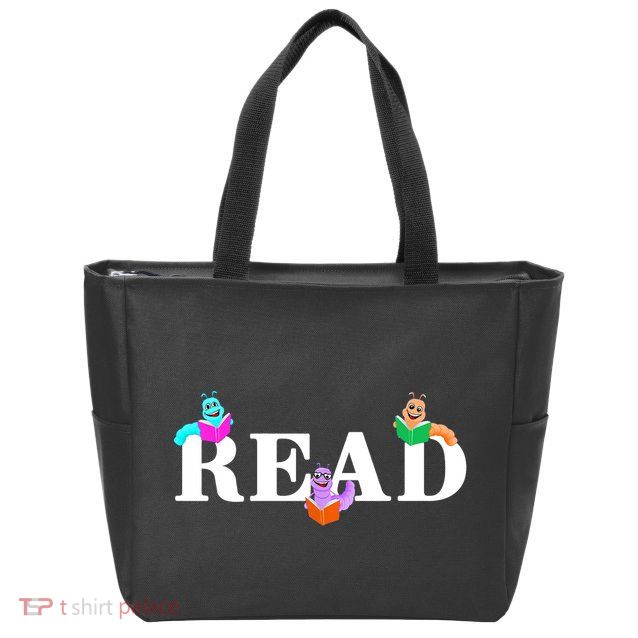 Read Cute Book Worms Zip Tote Bag