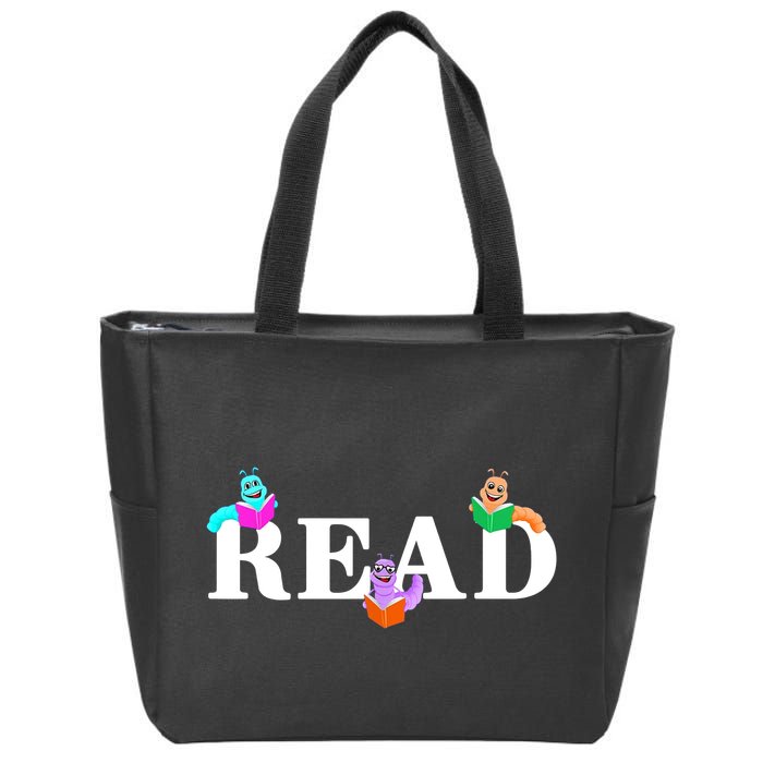 Read Cute Book Worms Zip Tote Bag