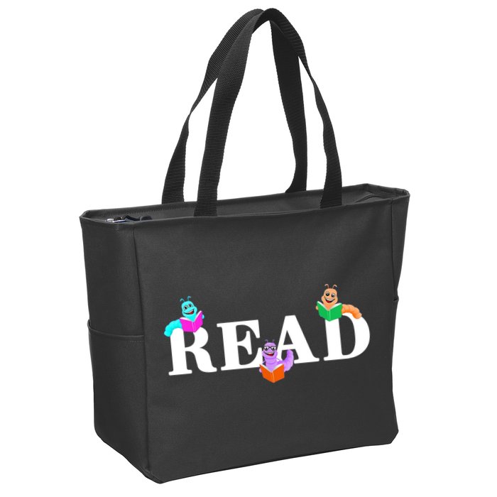 Read Cute Book Worms Zip Tote Bag