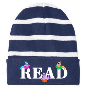 Read Cute Book Worms Striped Beanie with Solid Band