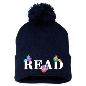 Read Cute Book Worms Pom Pom 12in Knit Beanie